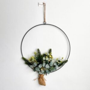 Black Hanging Circle LED Foliage half wreath