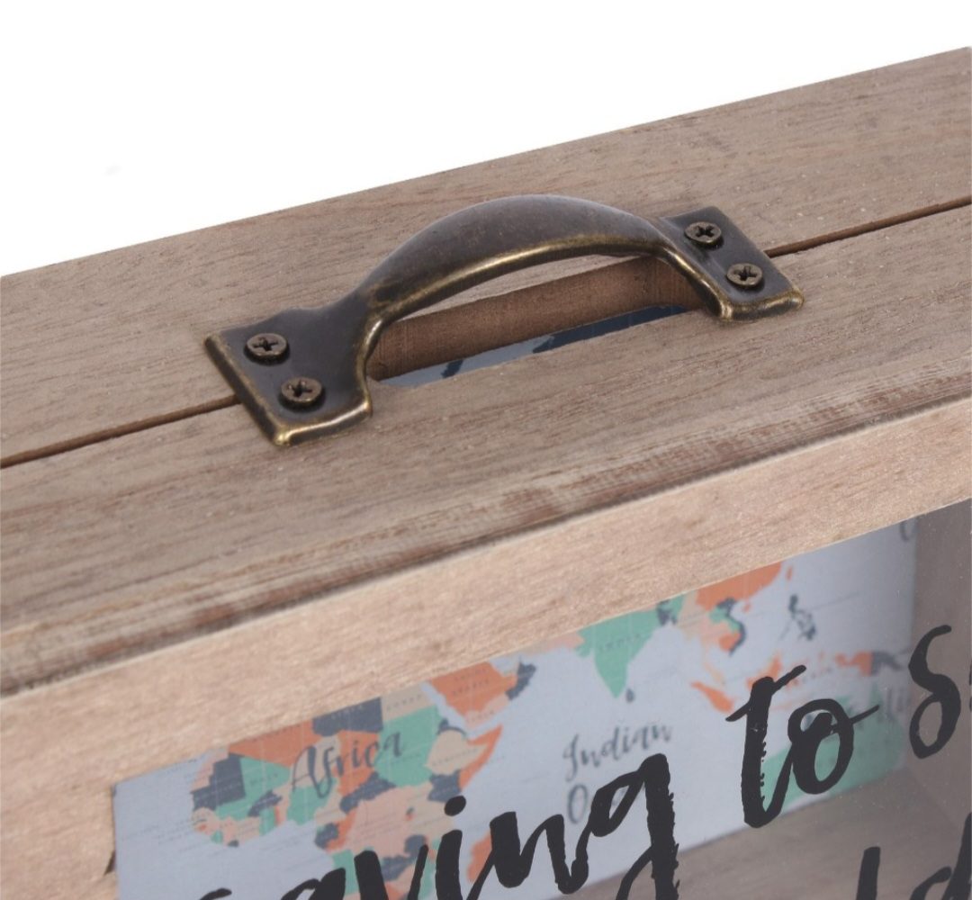 Savings to see the world money box | Design and Conquer Interiors