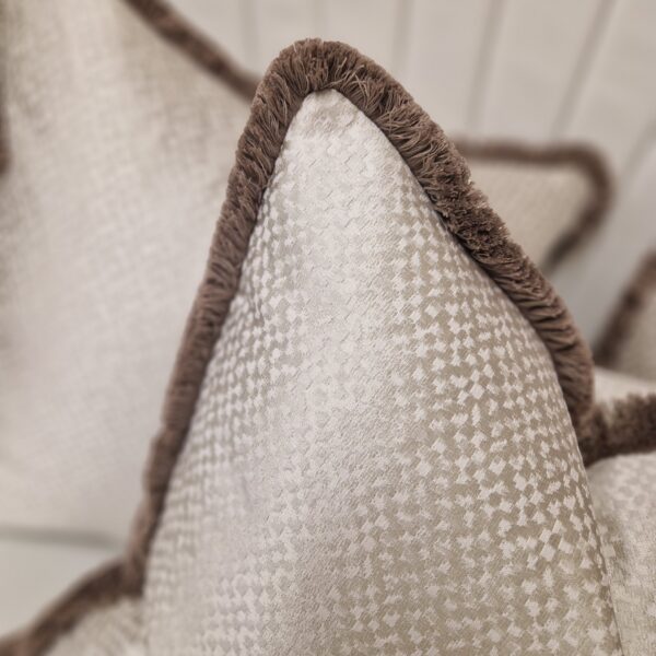 Liese Fawn cushion with Taupe Cotton Fringe 1