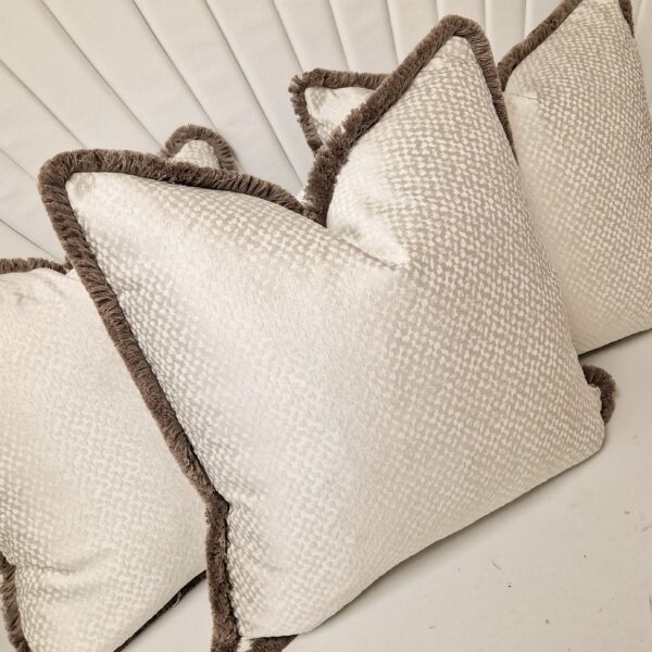 Liese Fawn cushion with Taupe Cotton Fringe 2