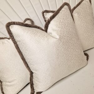 Liese Fawn cushion with Taupe Cotton Fringe 2