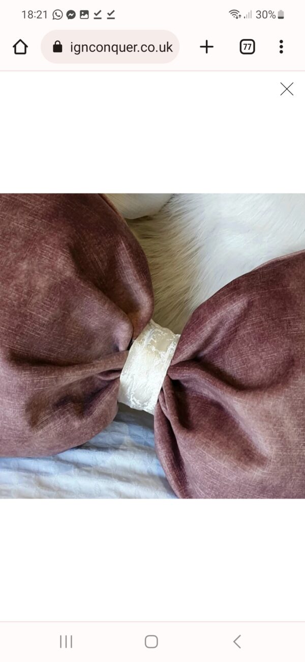 Dolly Pink Bow cushion with Quartz Ribbon