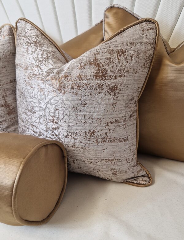 Divine Gold cushion set with contrast piping