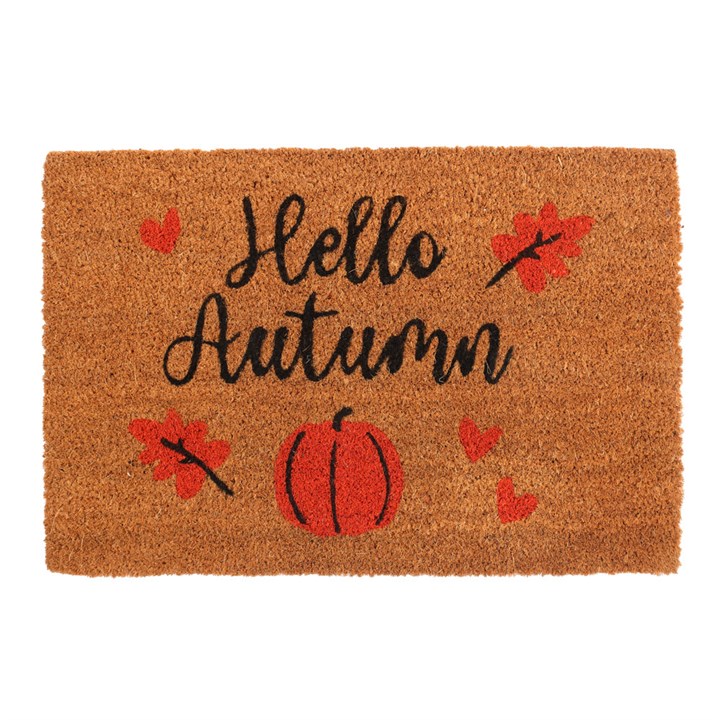 Hello Autumn Pumpkin Door Mat