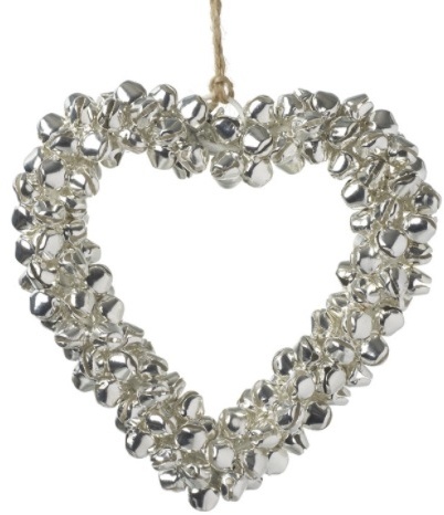 Silver Jingle Bell Heart