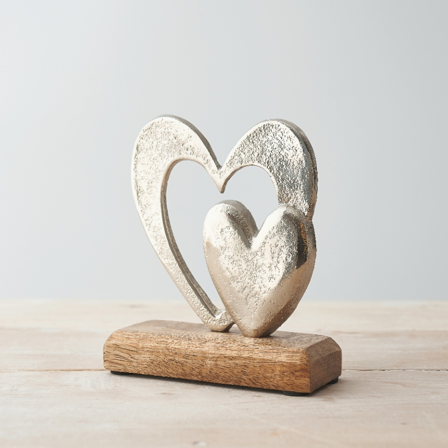 Aluminium Heart on wood base