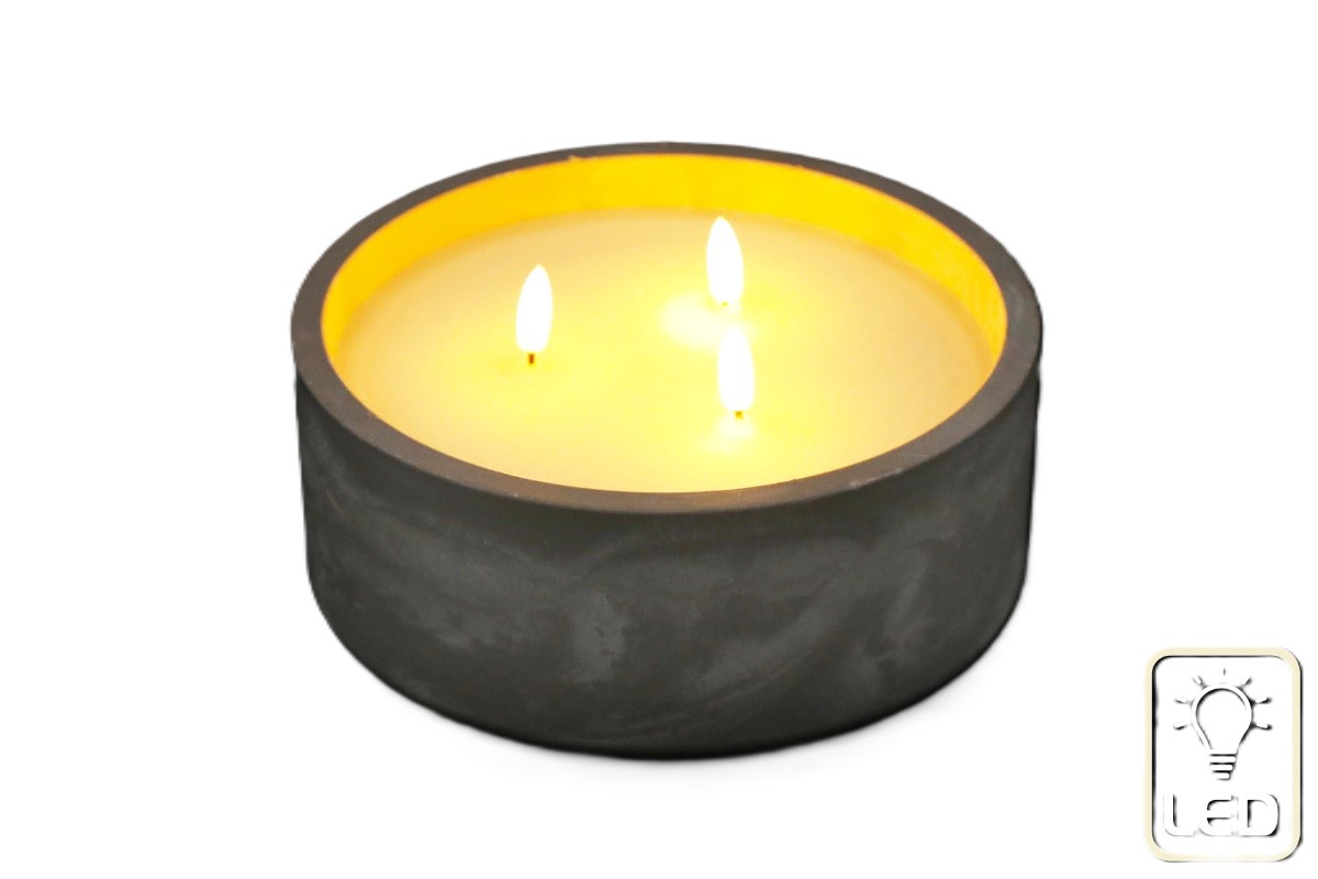 LED Stone Candle Pot