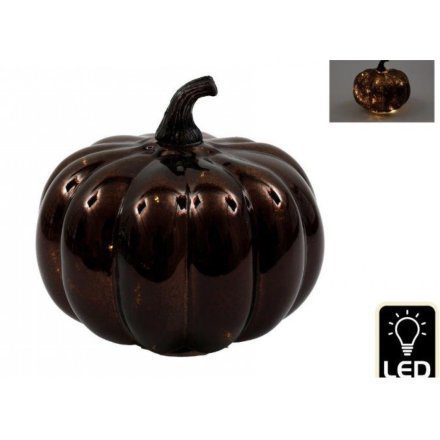 Brown Glass LEd pumpkin