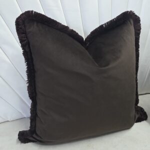 London Chocolate Cushion with Chocolate Fringe