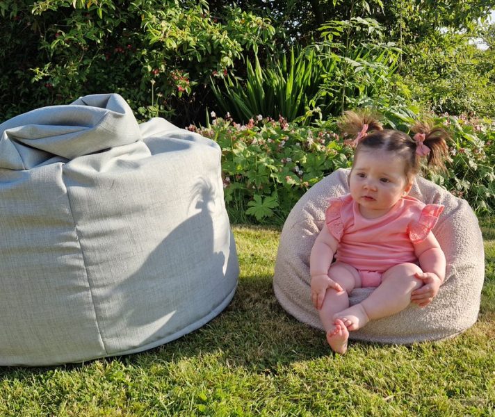 Large and small bean bag with baby model